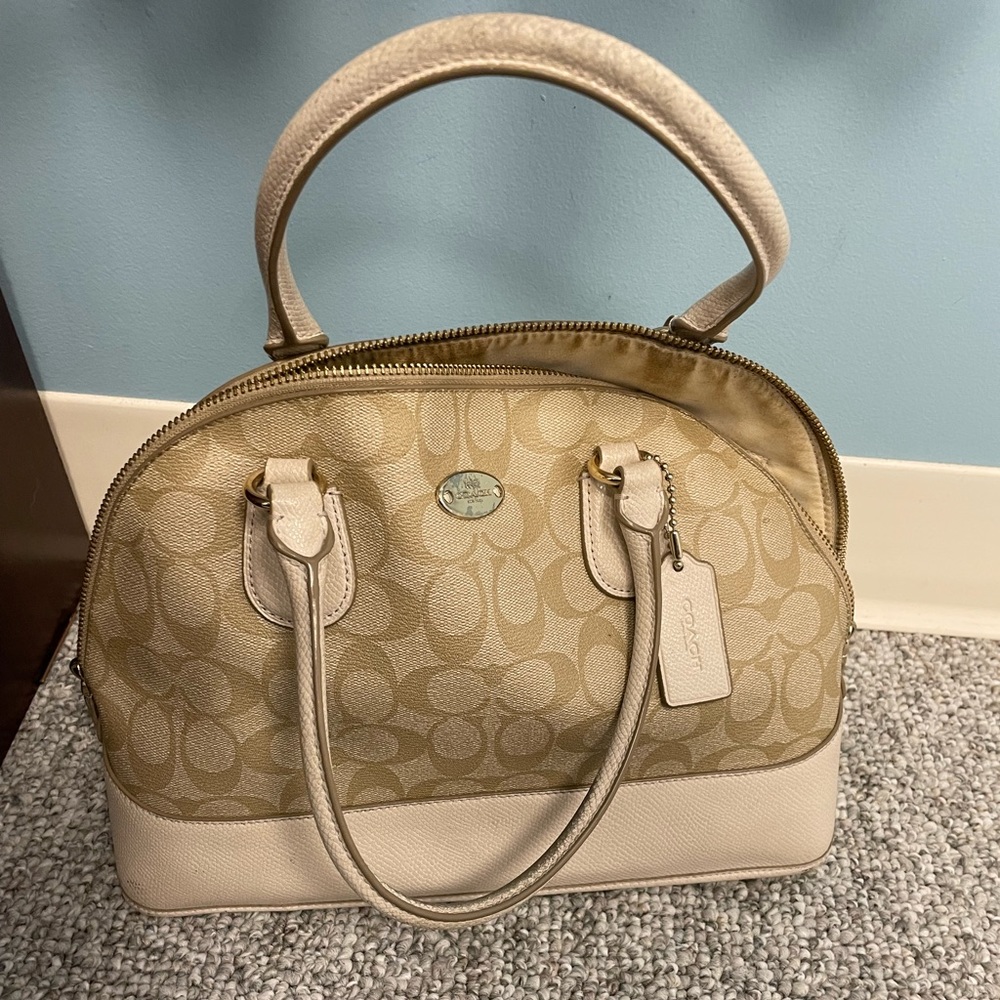 Used Coach Purse white and gold